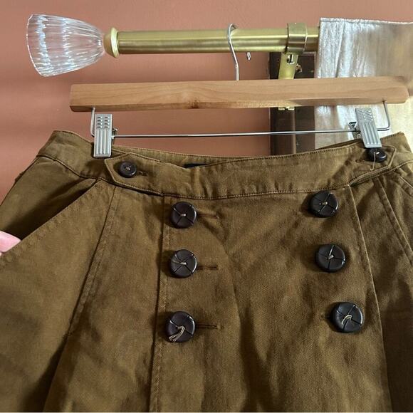 MaxMara Weekend Utility Wrap Skirt A-Line Buttons Khaki Tan Brown US Size 6 - Picture 2 of 5